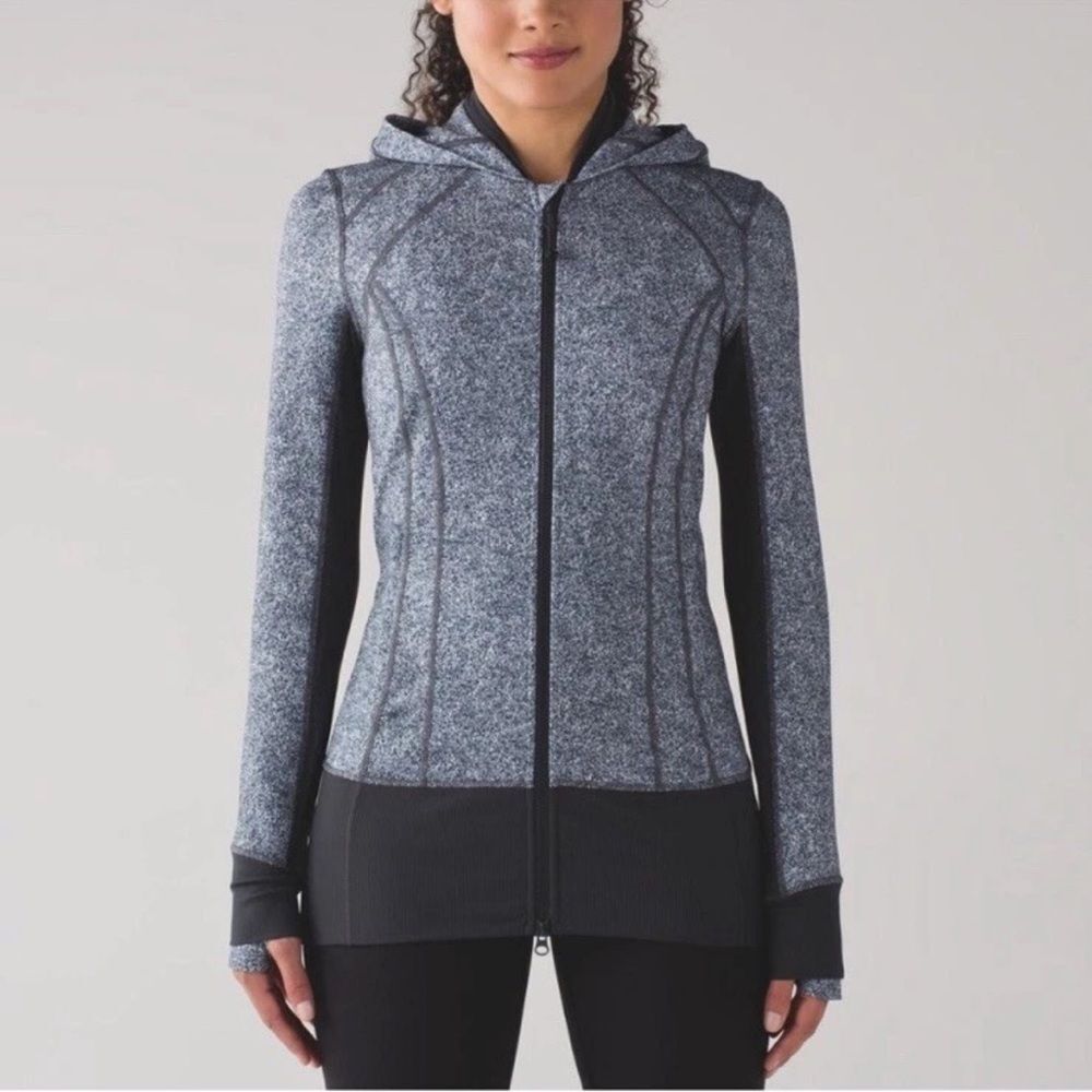 LULULEMON Daily Practice Long Jacket Rio Mist Black and Heathered Grey